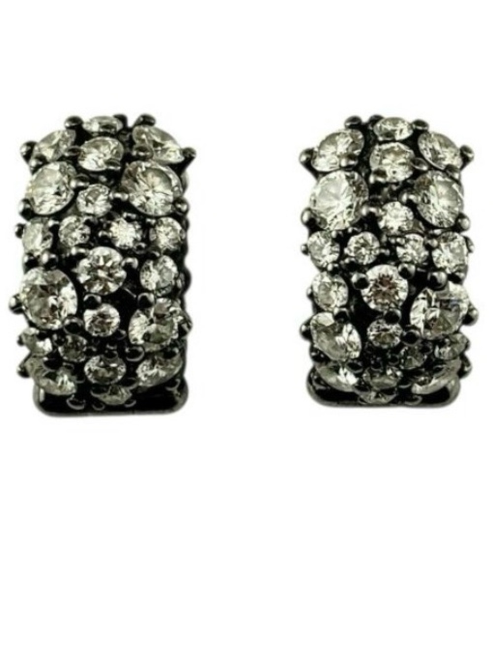 Paul Morelli 18 k Black gold and White diamonds Huggie Earrings